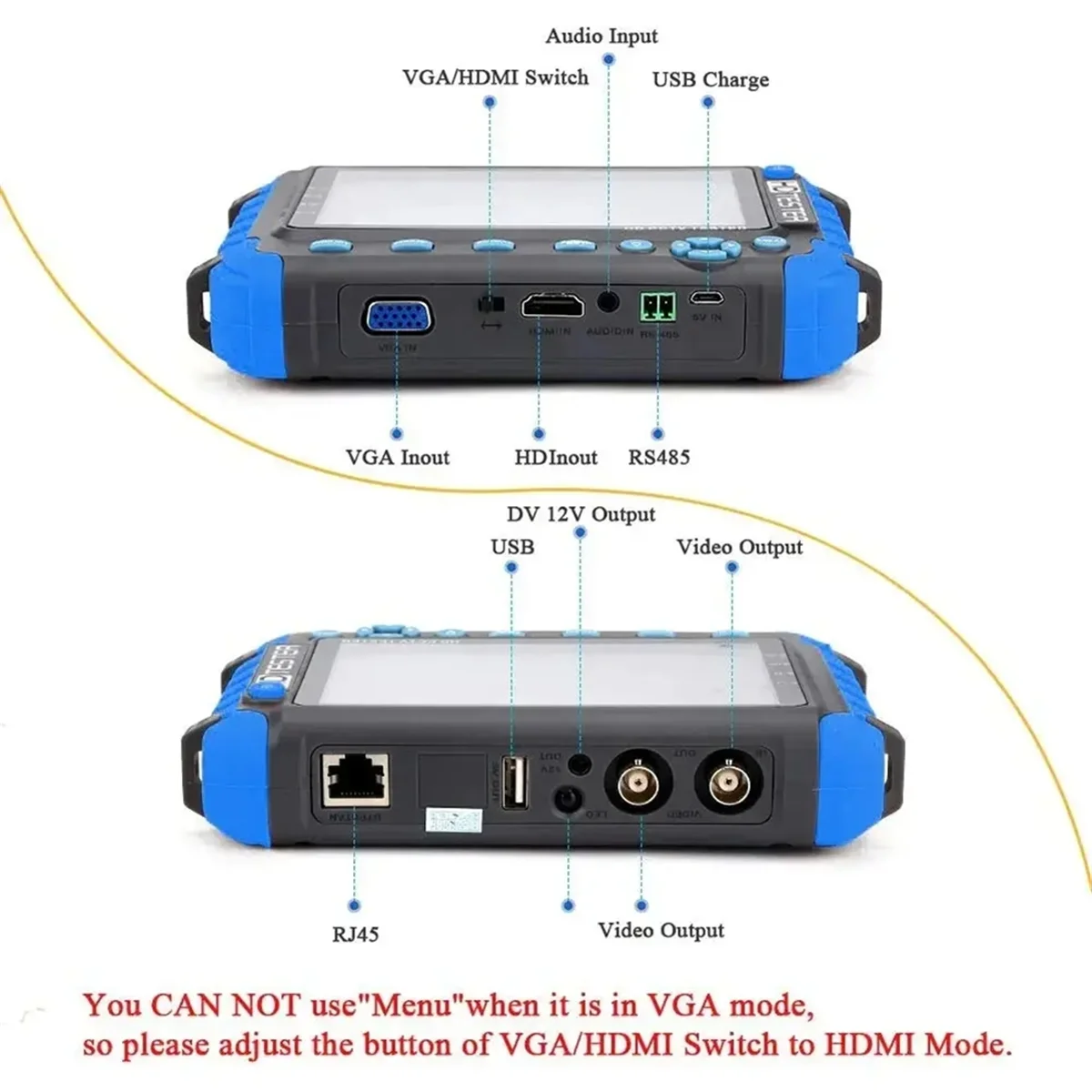 5-дюймовый HD тестер видеонаблюдения 8MP AHD/CVI/TVI CVBS видеонаблюдения/камер