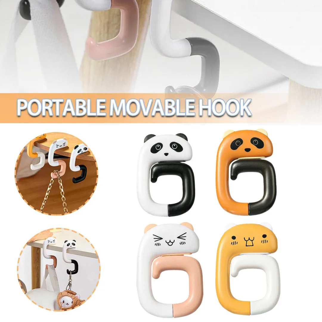

1 Pc Cute Animal Shape Bag Hook Portable Plastic Handbag Purse Keys Holder Hanger Detachable Table Hooks For Home Travel