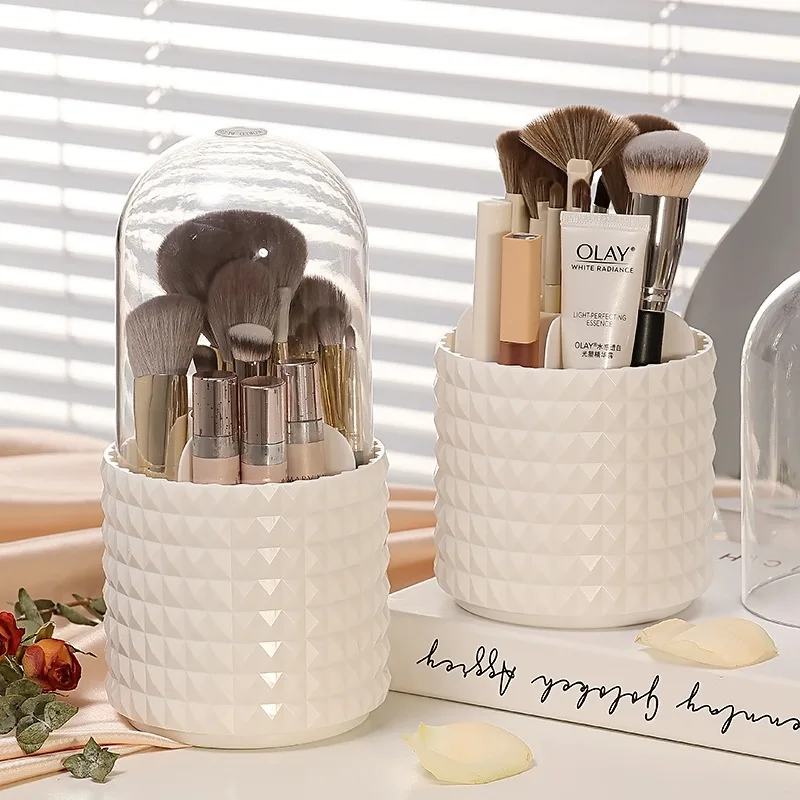 

Transparent rotary brush cartridge Acrylic dustproof cosmetic brush bucket with cover Desktop cosmetics storage box