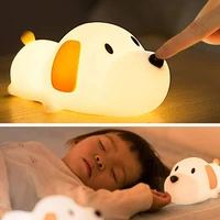 rechargeable led night light touch cartoon silicone lamp dimmable dog night lamp nightlights with timer kids sleeping lamp gift