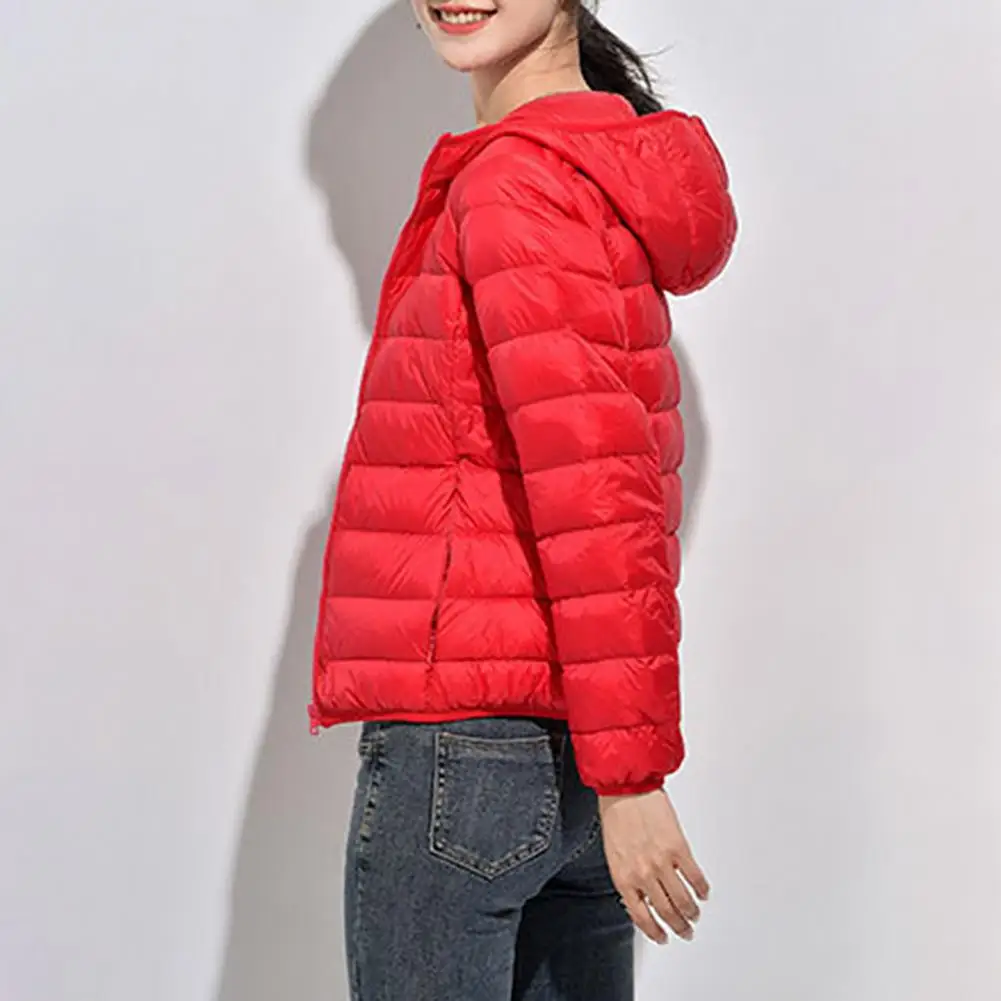 Simple Down Jacket Long Sleeve Warm Lady Winter Ultra Lightweight Thermal Jacket Coat  Anti-pilling Women Coat for School