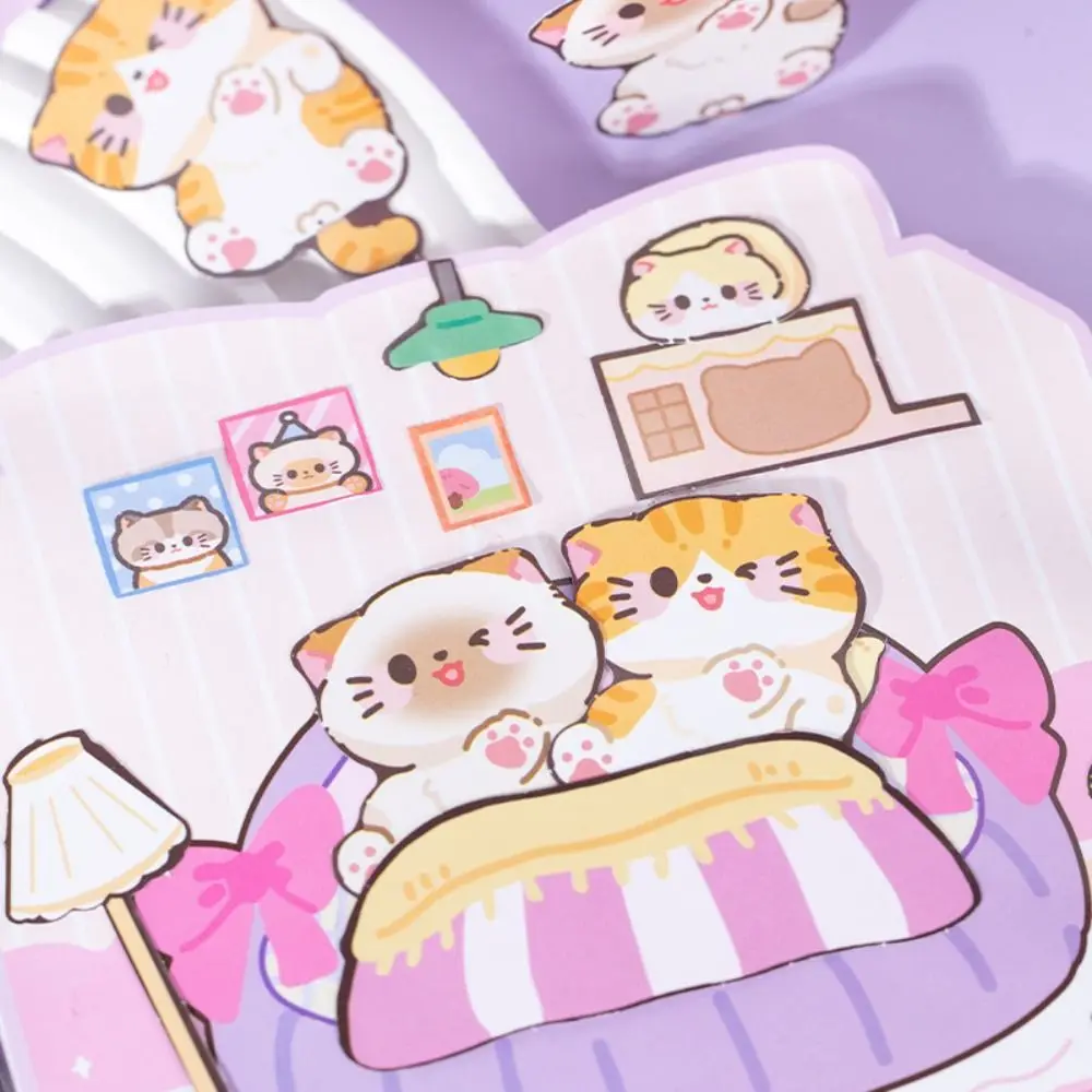 Фото Магнитная развивающая книга Монтессори Kawaii: Тихая книга-раскраска ручной работы с наклейками-котиками, мультяшная книга-ежедневник DIY, подарок на день рождения №2