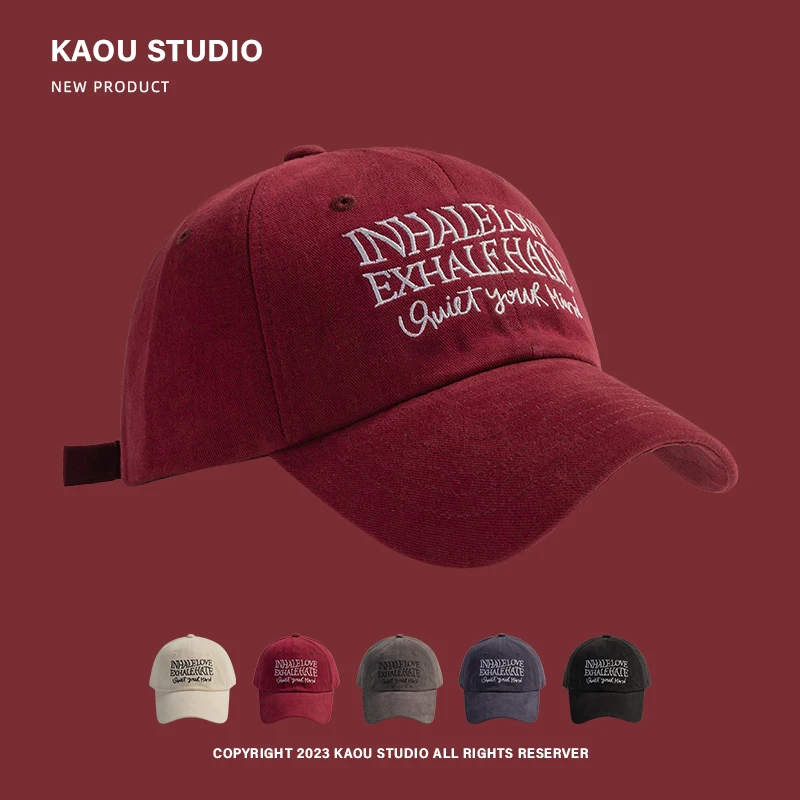 Винно-красная женская шапка Корейская Кепка модная мужская уличная