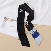 sharp angled small ribbon silk scarf simulation silk satin all match simple professional scarf with hand gift headband