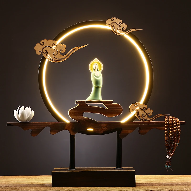 

New Chinese Creative Lamp Zen Ornament Living Room Office Study Entrance Decoration Home Small Night Lamp Furnishings