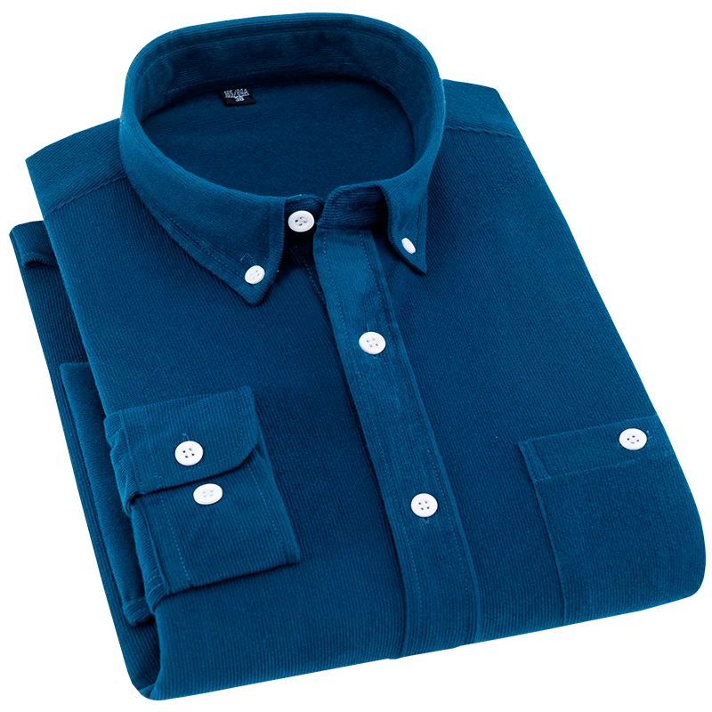 

Осенне-зимние повседневные рубашки, простая Стильная мужская классическая Вельветовая теплая рубашка в британском стиле с длинными рукава...