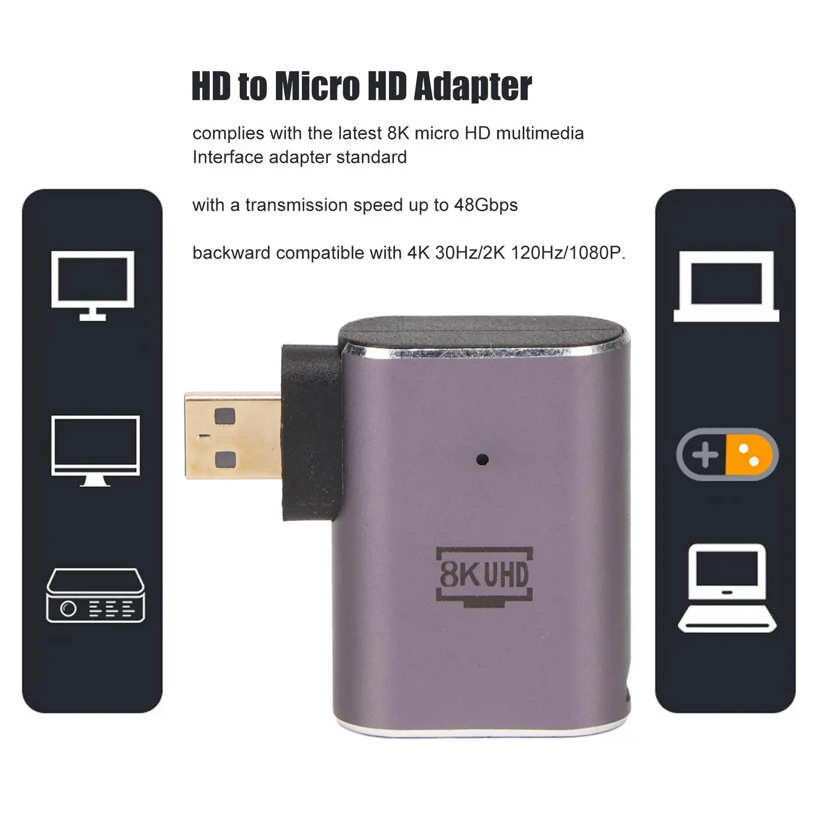 Адаптер 8K UHD с внутренней резьбой на Micro HD преобразователь из алюминиевого сплава