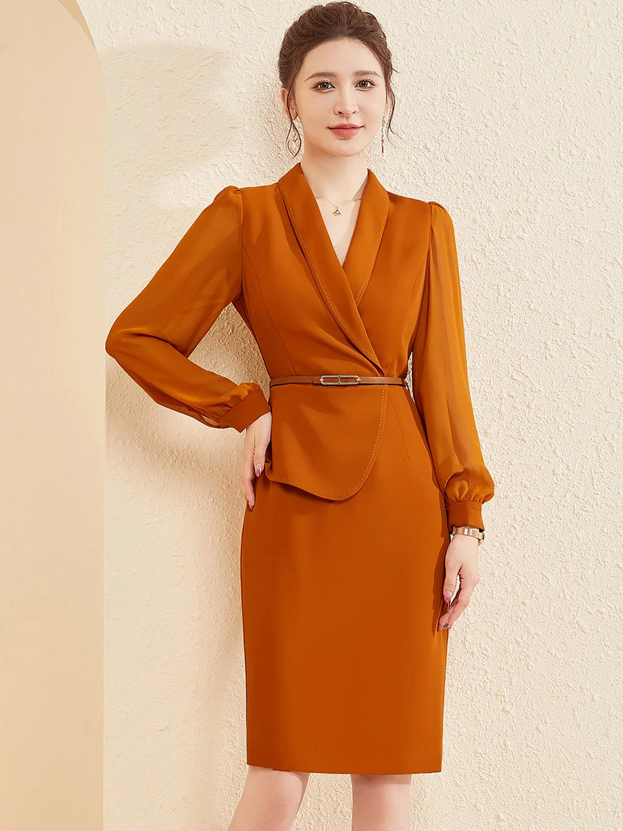 Xiangchun Bird Необычный деловой костюм и платье Женский весенний шифон с длинными