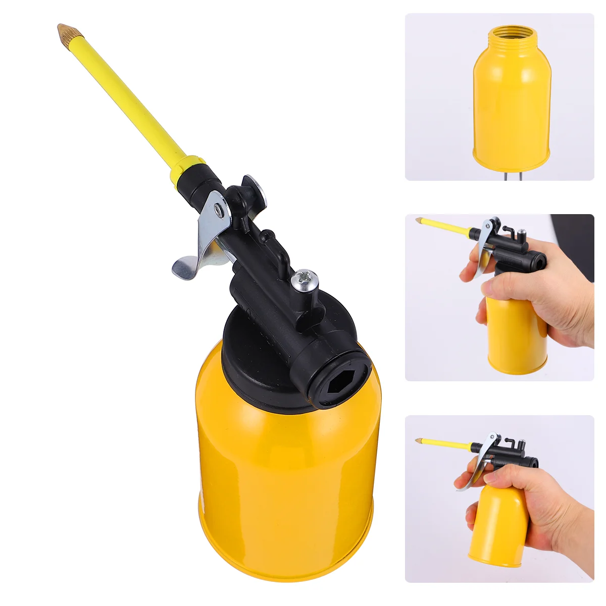 

2 Pcs High Pressure Oil Applicator Thumb Pump Oiler Bottle Flex Tools Squirt Can De Metal