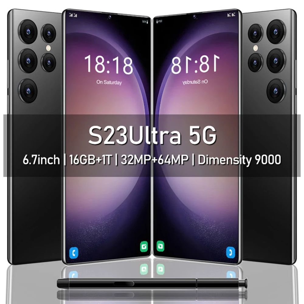 

Смартфон S23 Ultra 6,7 HD Android, разблокированные мобильные телефоны 4G/телефон, двойная Sim-карта, 6800 мАч, 16 ГБ + 1 ТБ, сотовые телефоны 32 Мп + 64 мп, сотовы...