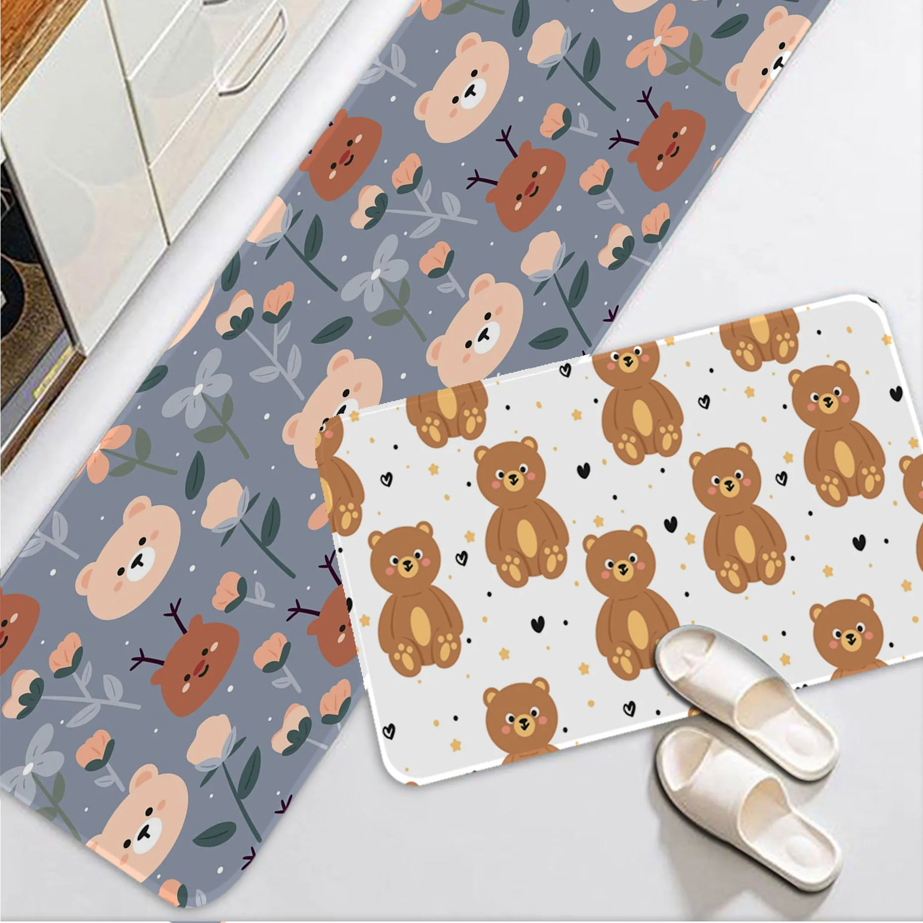 

Cartoon Bear Floor Mat Floor Mat Non-Slip Laundry Room Mat Laundry Decor Balcony Child Living Room Alfombra