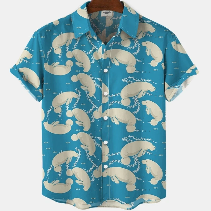 Мужская повседневная рубашка с мультяшным принтом