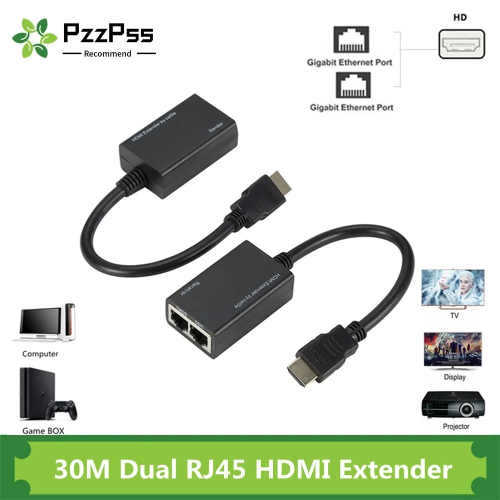 Более RJ45 CAT5e CAT6 UTP LAN Ethernet HDMI-совместимый удлинитель Ретранслятор 1080P FHD 3D футов (30 м)