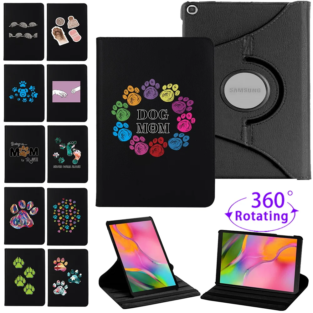 

360 Rotating Tablet Stand Shell Case for Samsung Galaxy Tab A8 10.5/Tab A7 10.4/A 10.1/Tab S6 Lite 10.4 Footprints Pattern Cover