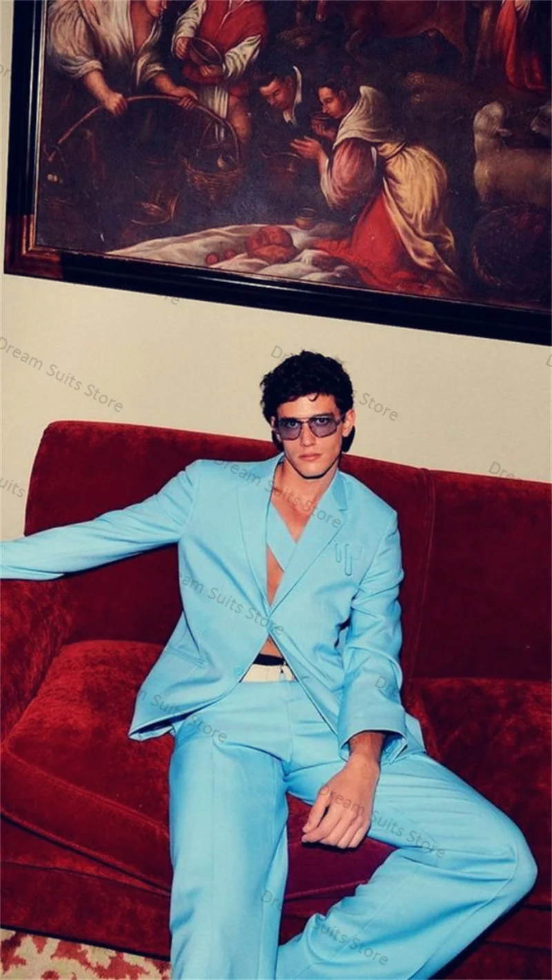 Синий мужской костюм комплект из 2 предметов: пиджак + брюки индивидуальный с