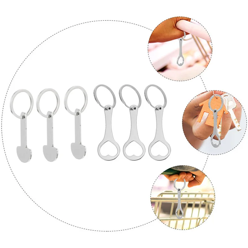 

European And American Supermarket Trolley Loss Prevention Label Key Chain Card Cross-border Metal Key Chain Accessories Small