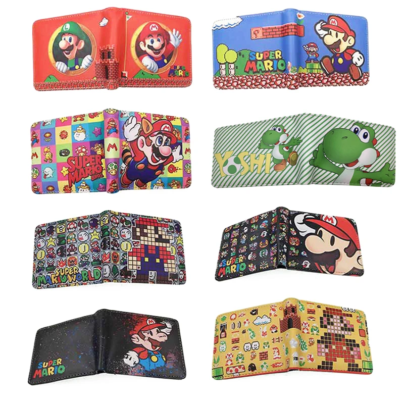 

Super Mario Bros Men Wallet Leather PU Bifold Short Wallets Men Hasp Vintage Male Purse Coin Pouch Multi-functional Cards Wallet