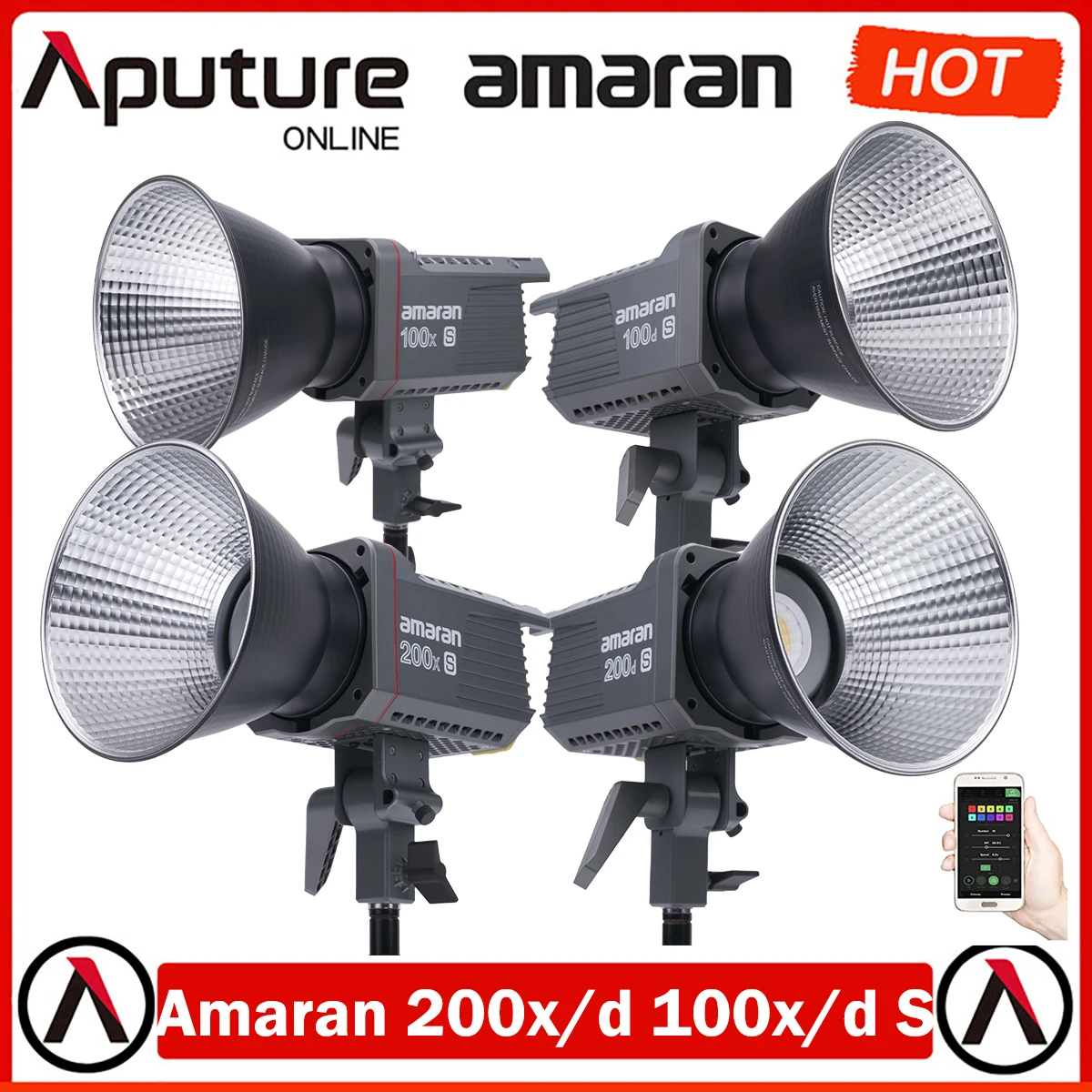 Aputure Amaran 200x 200d 100x 100d S series Studio светильник Bi-Color 2700-6500K 100W 200W Светодиодный Video светильник Bluetooth App Control