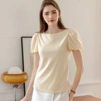women folds t shirt 2022 summer womens tops puff short sleeve tee shirt femme korean fashion clothes t shirts camisetas de mujer