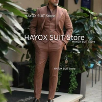 mens 3 piece suit slim fit single breasted point lapel jacket vest pants business formal office meeting wedding groom tuxedo