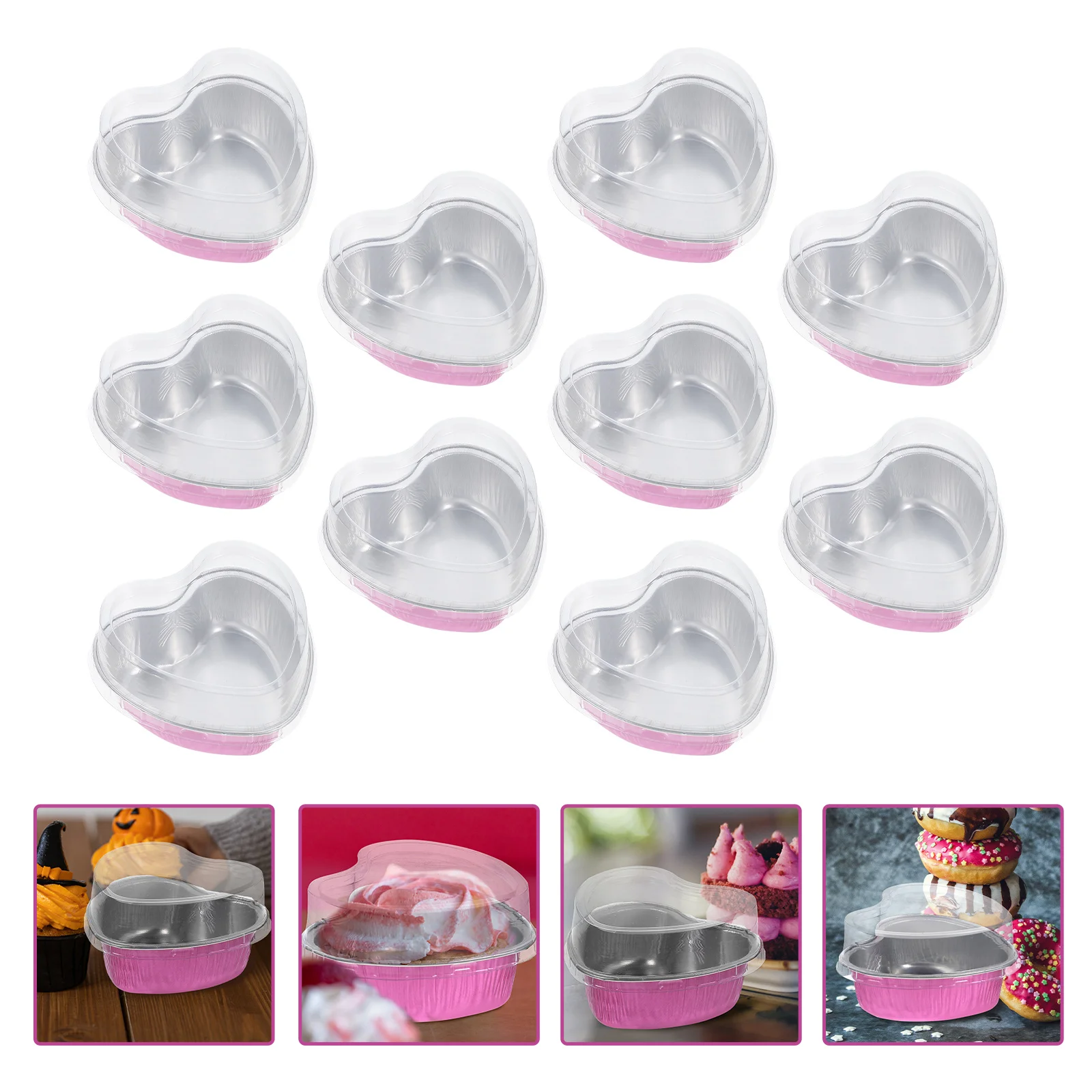 

Cupcake Baking Heart Cupcups Cake Pan Muffin Disposable Aluminum Liners Pans Ramekins Mini Tinslids Shaped Dessert Mold Pudding