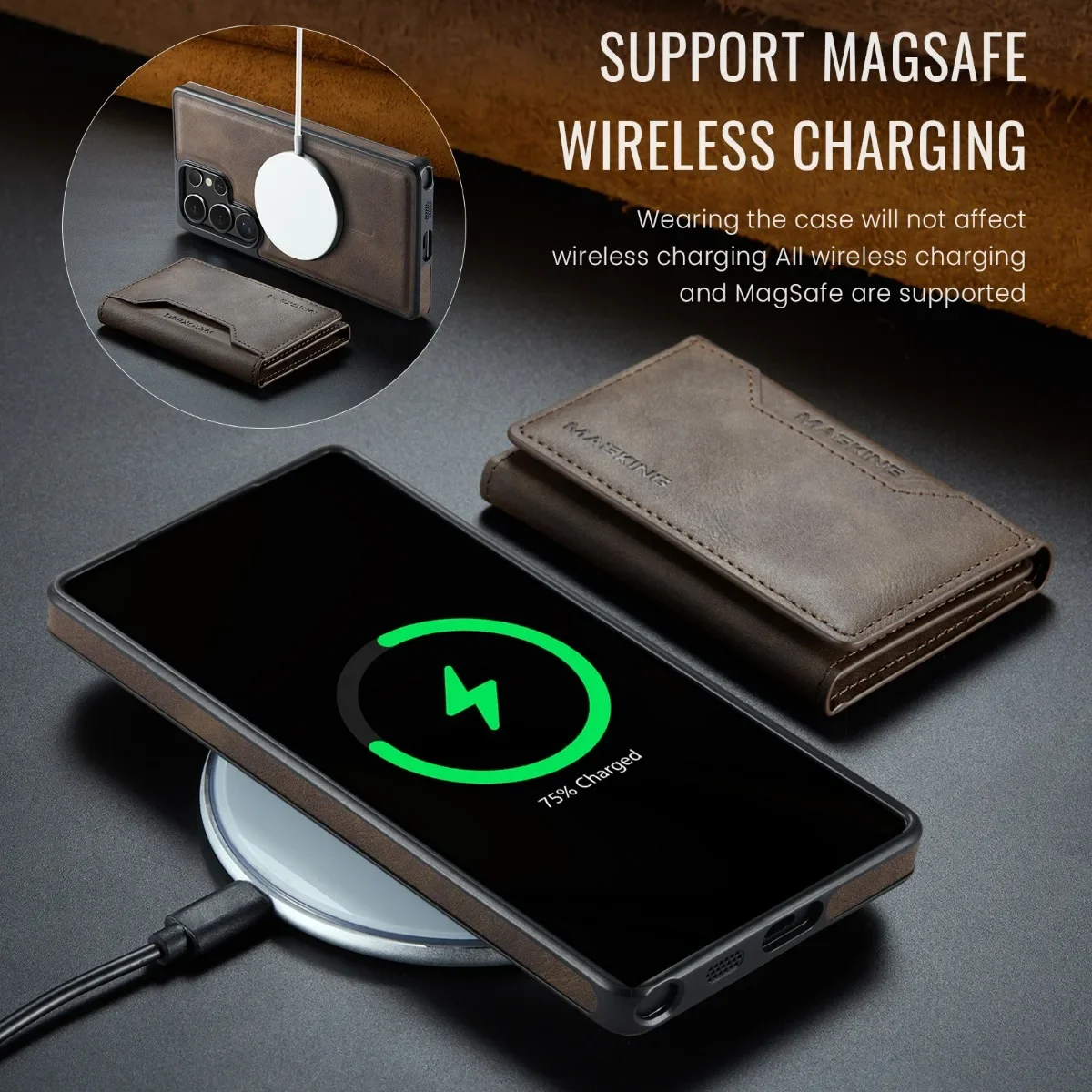 Чехол-кошелек 2-в-1 с магнитной картой для телефона Samsung Galaxy S25 S23 Ultra S24 Plus MagSafe