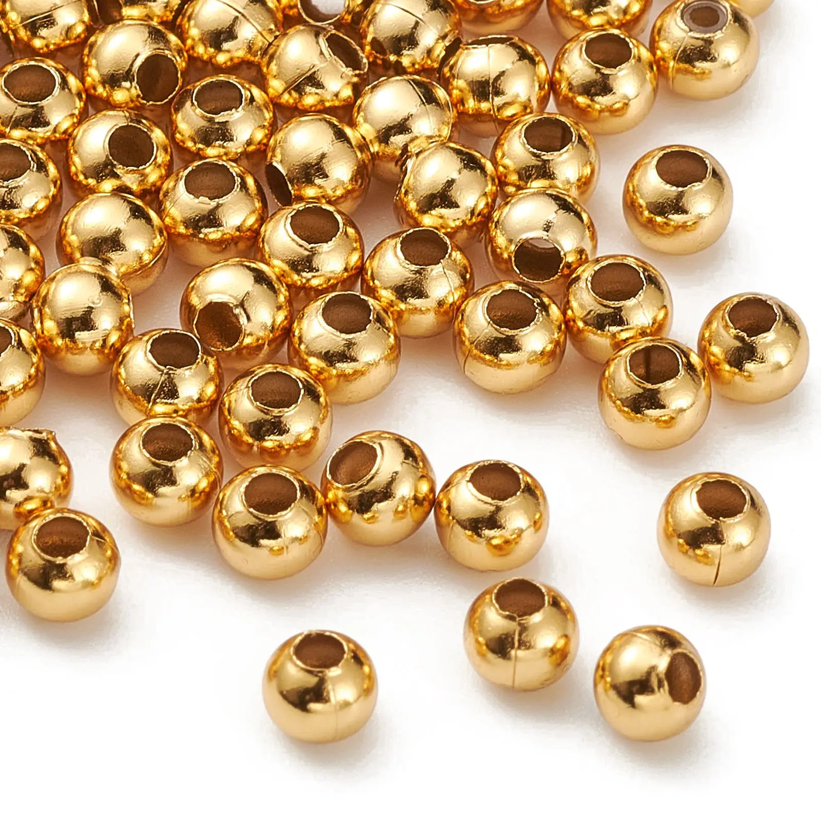 

100pcs Gold Color Round 304 Stainless Steel Beads Spacer Beads for DIY Jewelry Findings Bracelets Accessories 4x3.5~4mm