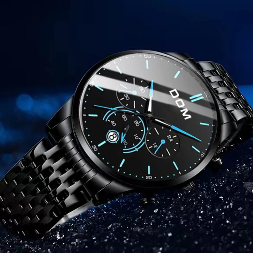 DOM новые брендовые кварцевые мужские часы для досуга фосфоресцирующие из