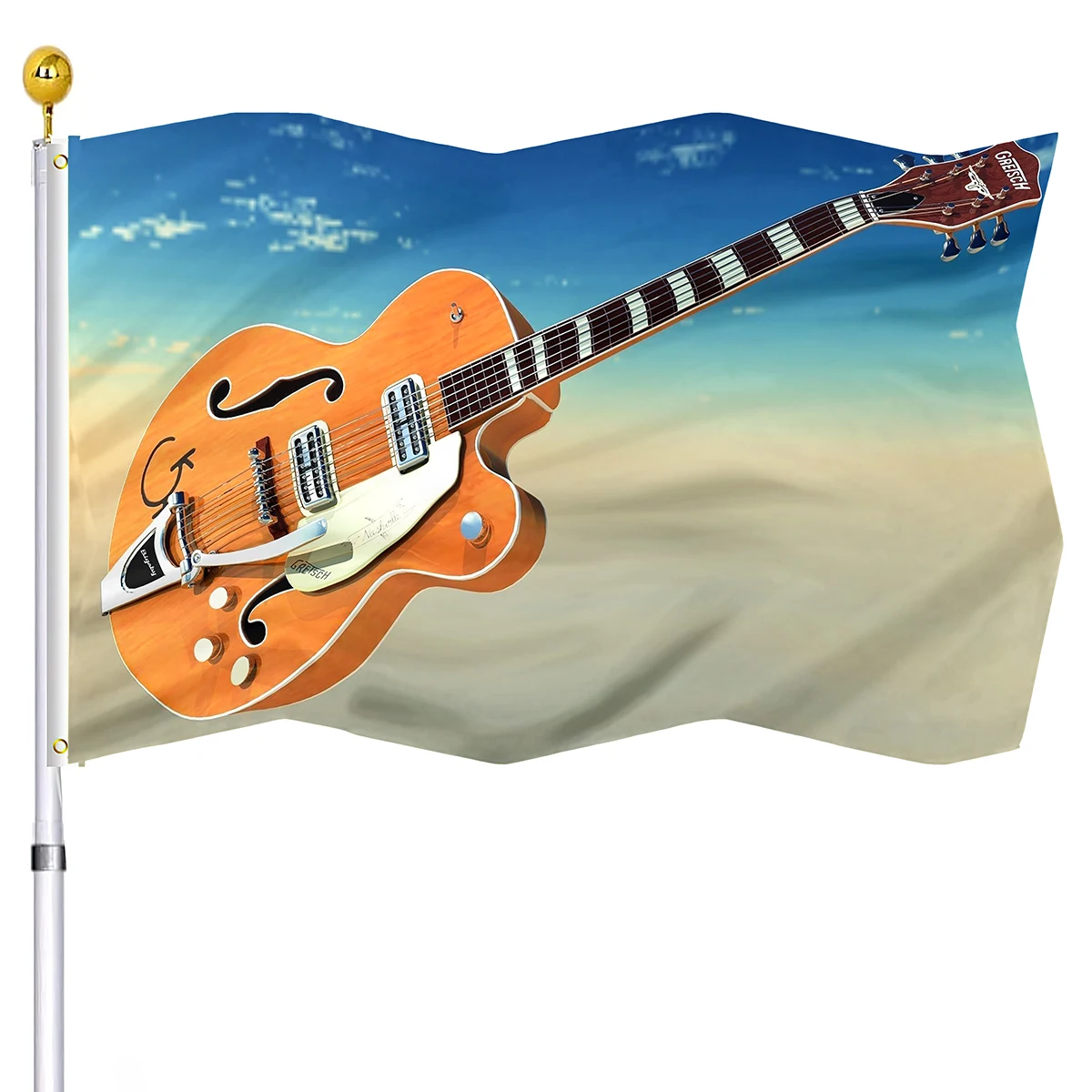 

Electric Guitar Flag Double Stitched Flags Banners with Brass Grommets House Indoor Porch Outdoor Decorations for Women Men Kids