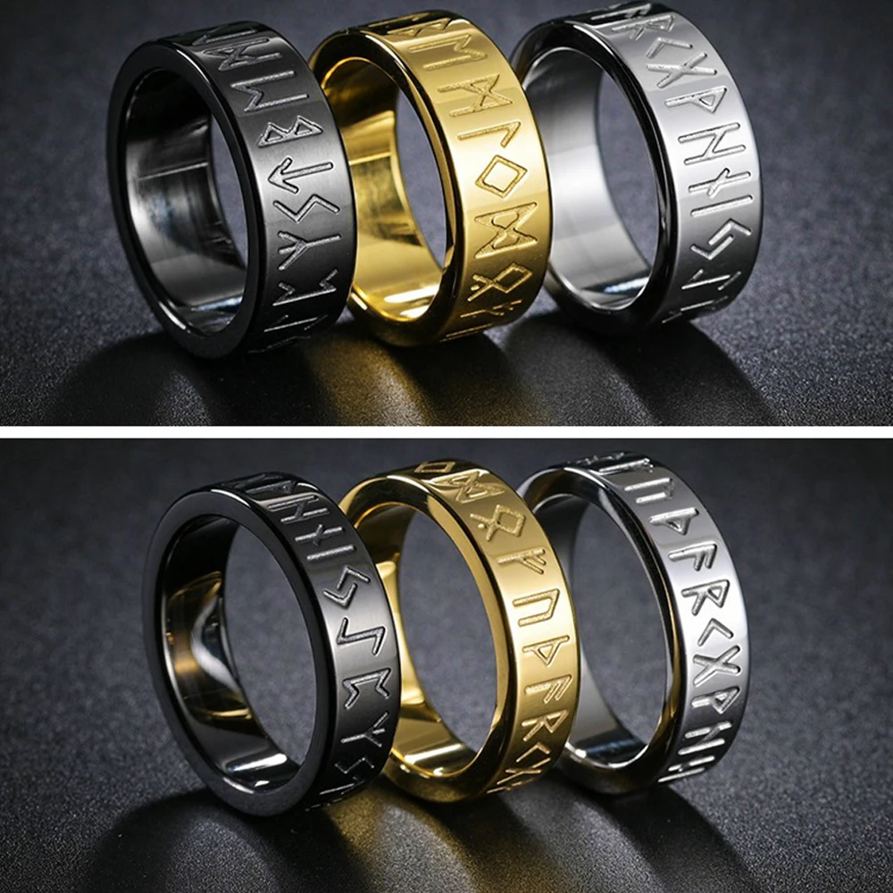 

New Vintage Viking Rune Rings for Men Women Punk Fashion Punk Stainless Steel Norse Ring Amulet Jewelry Gift Free Shipping