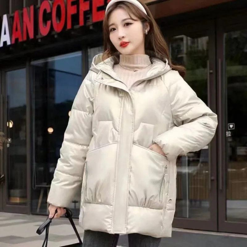 XL-5XL New Middle Aged Women's Winter Coat Thickened Cotton Padded Medium Length Jacket Warm Mother Hooded Down Wadded Parkas