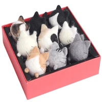relaxed diy non finished wool needle felting kit pocket pet cat doll keychain diy wool felt handcraft material package