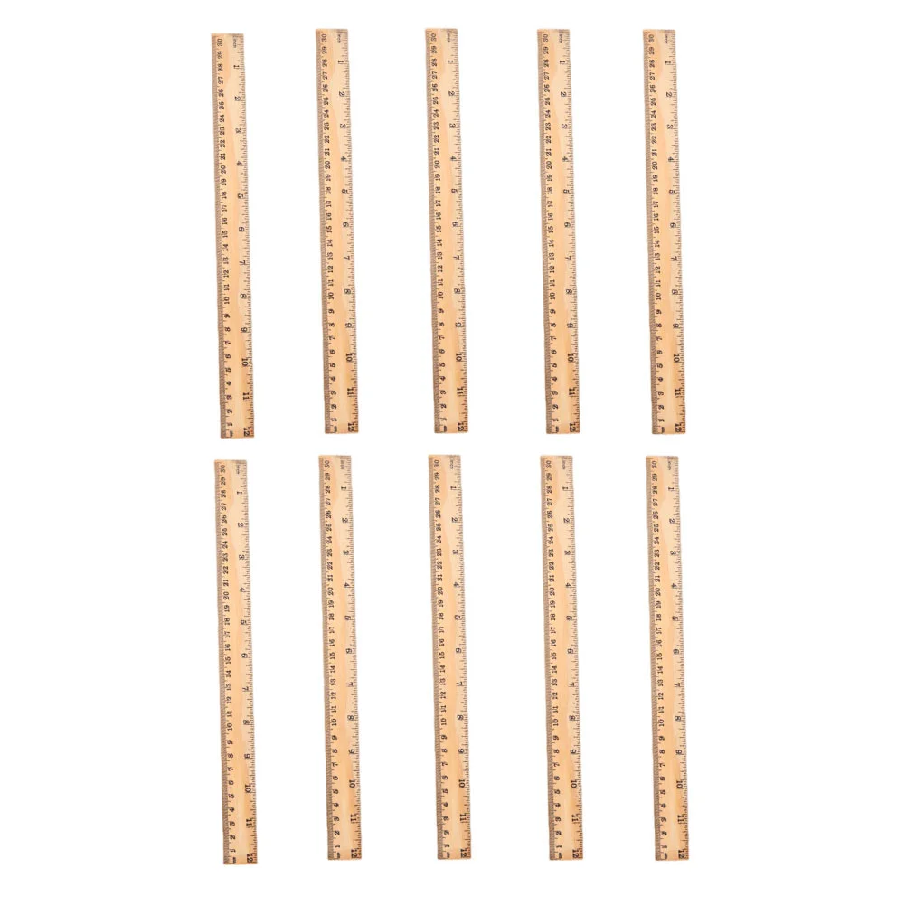 

10 Pcs Scale Portable Drawing Household Single Sided Wood Measuring Straight Child