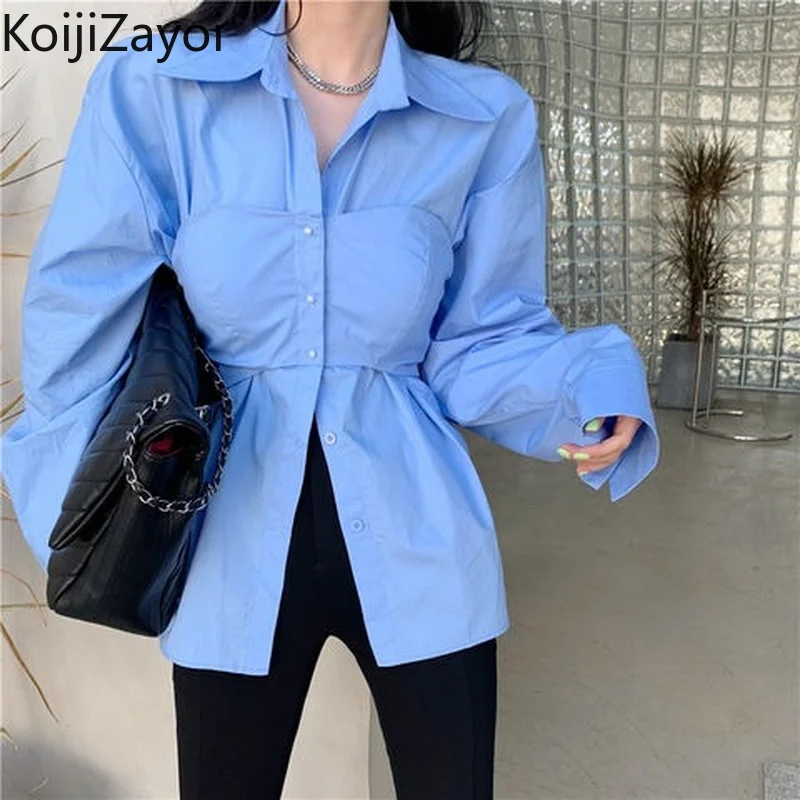 

Koijizayoi Slim Women Solid Korean Blouse Spring Autumn 2022 Fashion Office Lady All Match Shirt Basic Outwear Blusas Korean