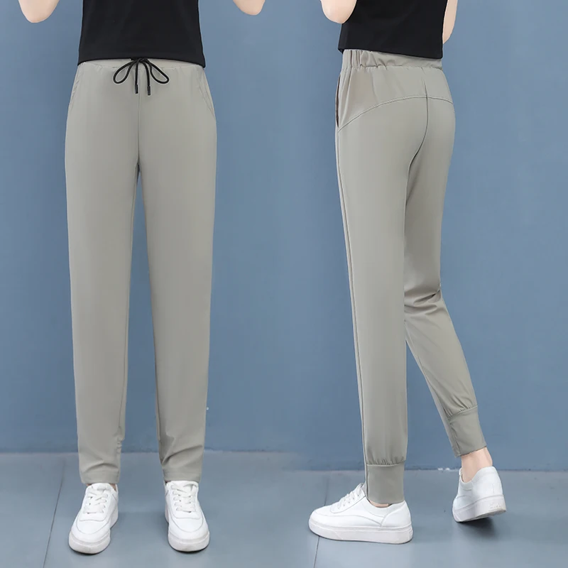 New Women'S Spring Autumn Korean High Waist Slim Versatile Trousers Loose Comfortable Fashion Casual Pants Thin Sweatpants