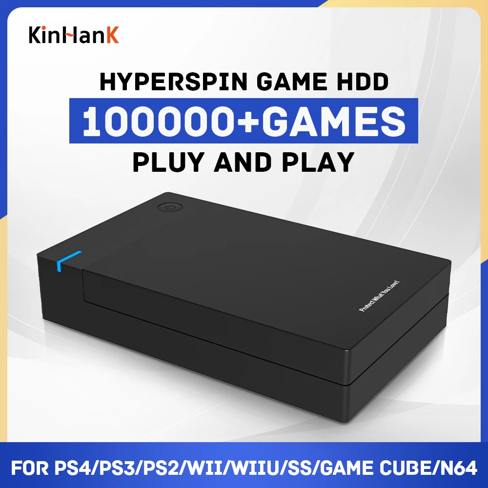 Hyperspin Portable 4T/8T/12T External Game Drive with 100000 Retro Games for PS4/PS3/PS2/SS/Wiiu/Game Cube/N64 for Win 7/8/10/11