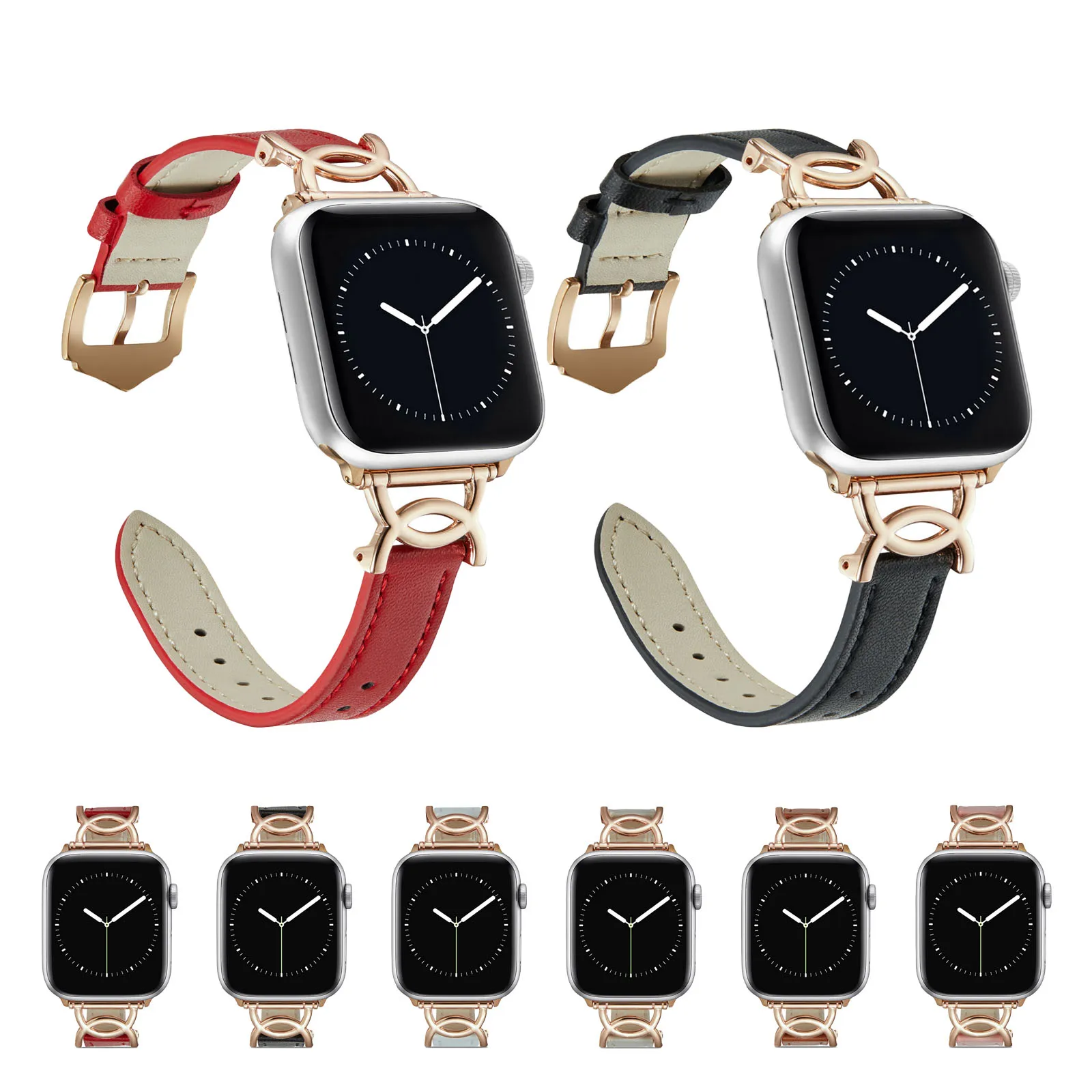 Slim Leather Strap For Apple Watch Band 45mm 41mm 40mm 44mm 42mm correas para Women Bracelet iWatch Series 8 7 6 5 se Watchband