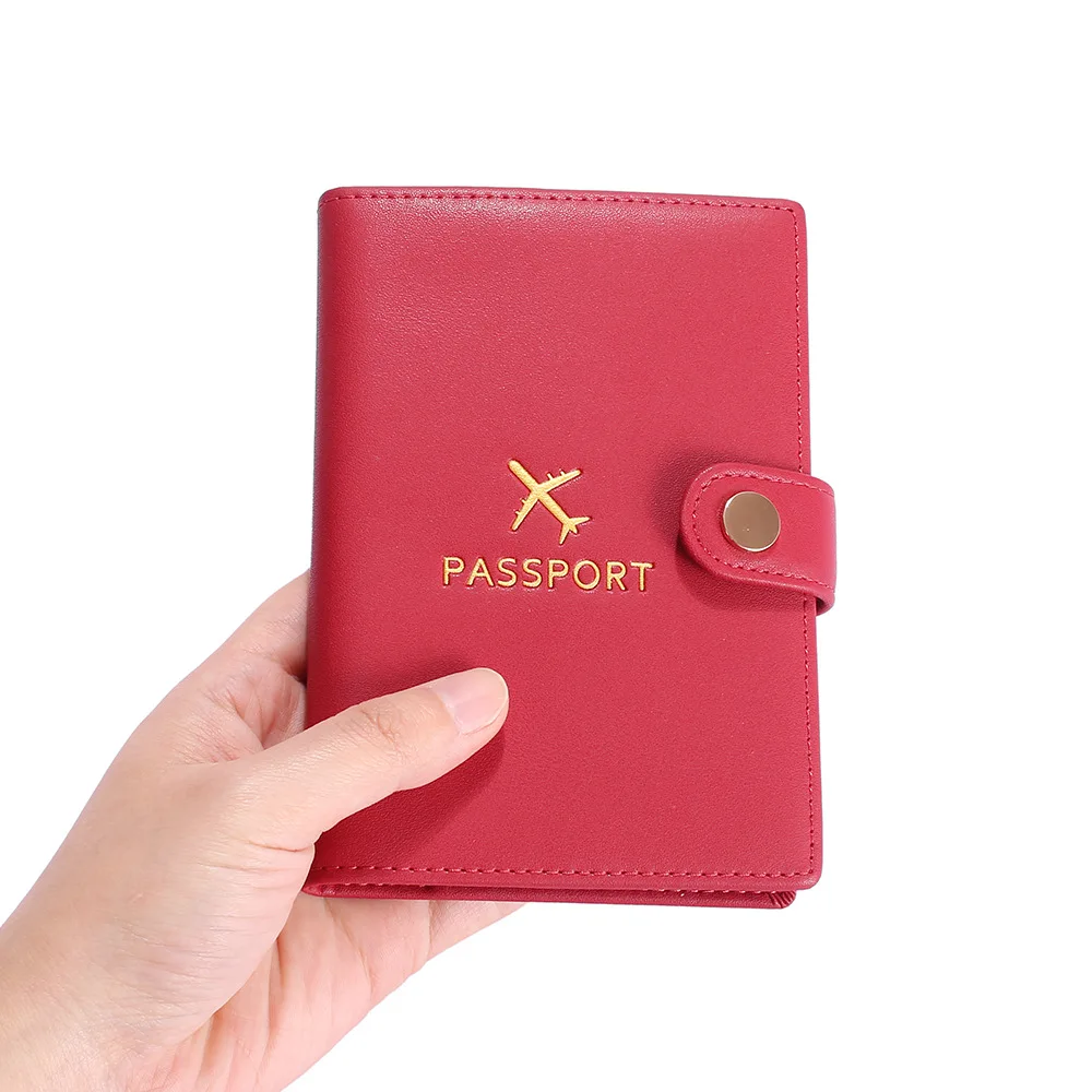 Fashion Style Travel Passport Cover Solid Color Genuine Leather Passport Holder with Card Slot Passport Wallet for Men and Women