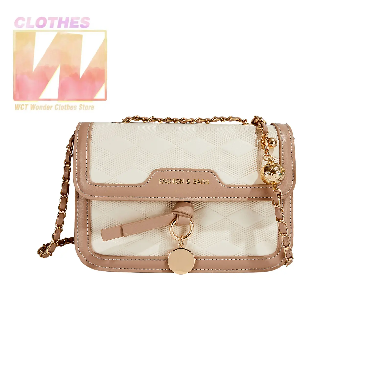 2023 Spring and Autumn Fashion Shoulder Bags for Women Trendy Contrast Color Solid Mini Bag Portable Chain Bag Western Design
