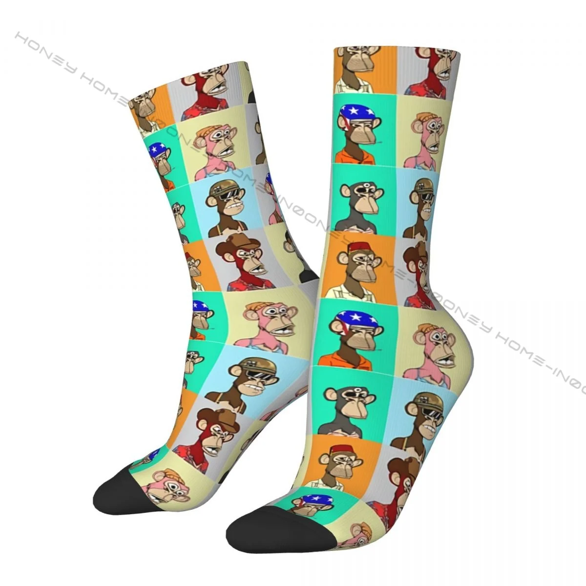 

Vintage Bored Apes Yacht Club NFT Crazy Men's Socks Crypto Icon Unisex Street Style Seamless Printed Funny Happy Crew Sock