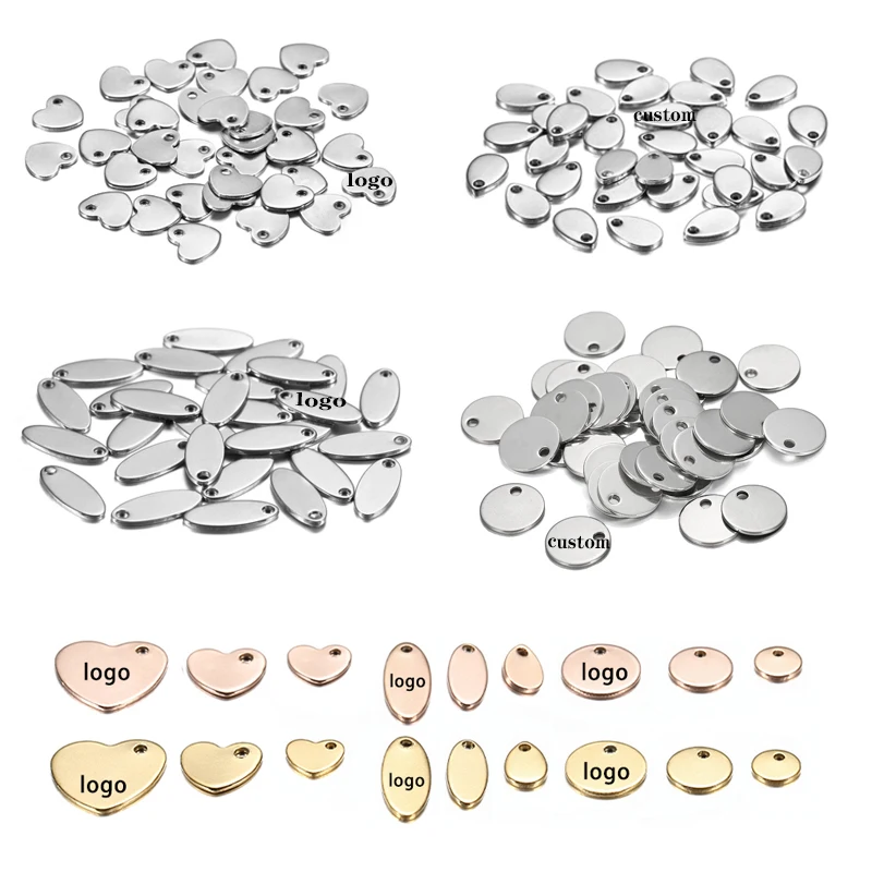 20/40pcs Stainless Steel Charms Round Dog Tag Pendant Stamping Blanks Pendants For Custom Necklaces DIY Jewelry Making Supplies