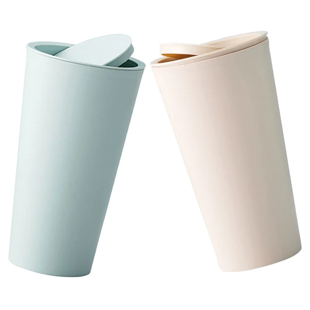 

2 Pcs Mini Garbage Can Trash Bin Desk Desktop Trashcan Lid Dustbin Car Tissue Container