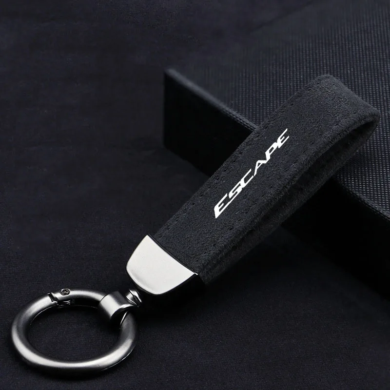 

Car Key Chain Rings Metal Leather Keychain Exquisite Anti-lost Universal Keyring For Ford Escape Emblem Car Accessories