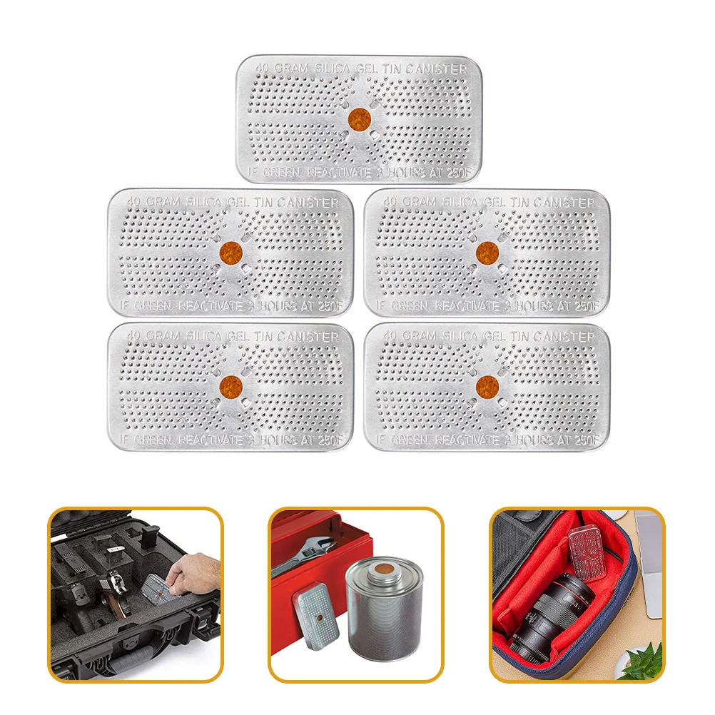 

5 Pcs Desiccant Moisture Absorbing Packets Reusable Home Dehumidifiers Absorbent Aluminum Box