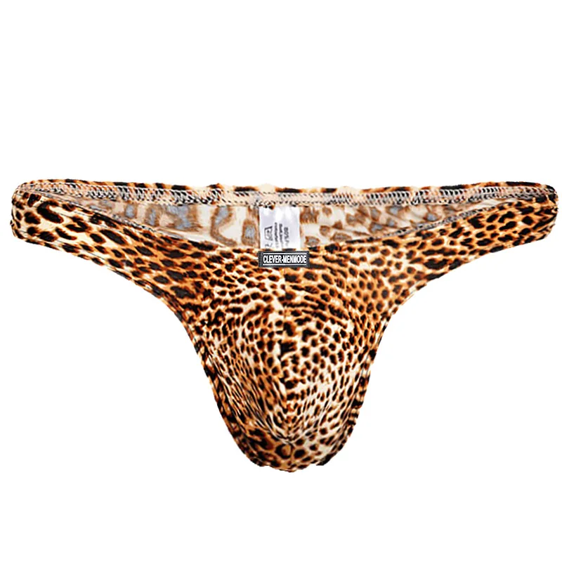 Man Sexy Thongs Panther Pattern Low Waist G strings Erotic Lingerie Outdoor Sex Leopard Undedrwear for Gay Sissy Jockstrap Bar