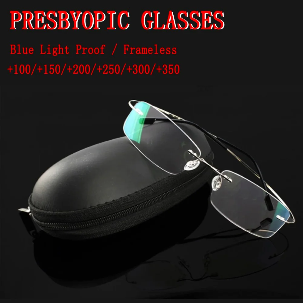

Presbyopic Glasses Ultra Light Frameless Glasses Titanium Alloy Mirror Leg Men Women Universal Prescription Glasses +1.0 To +3.5
