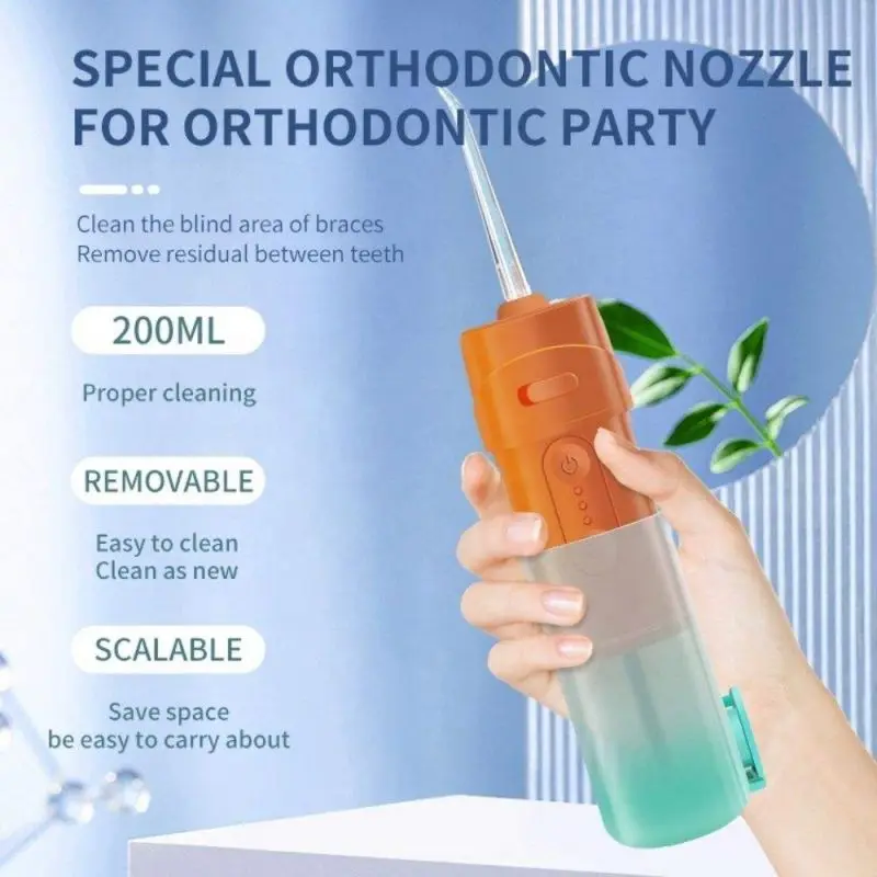 

Portable Dental Water Jet 3 Mode Water Flosser Electronic Oral Irrigator for Teeth Rechargeable 200Ml Water Tank Teeth Cleaner