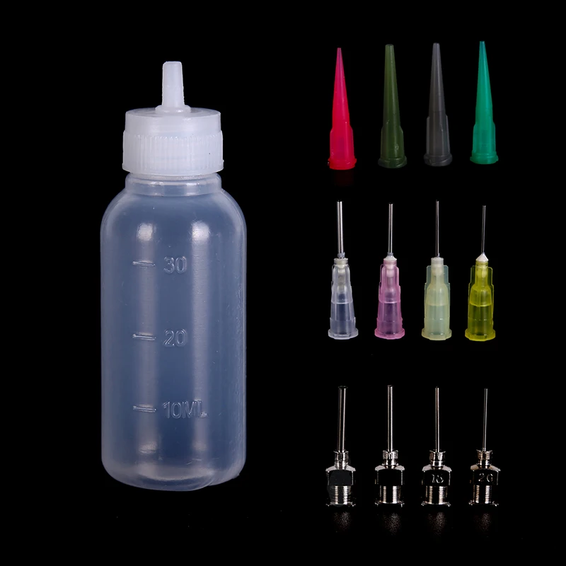 

30ml Transparent Polyethylene Dispenser Solder Dispensing Bottle With 4-pin Tool Clear Polyethylene Needle Dispenser