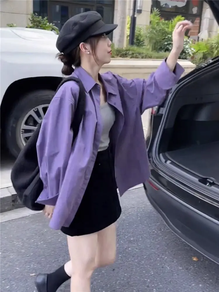 Женская свободная рубашка из чистого хлопка