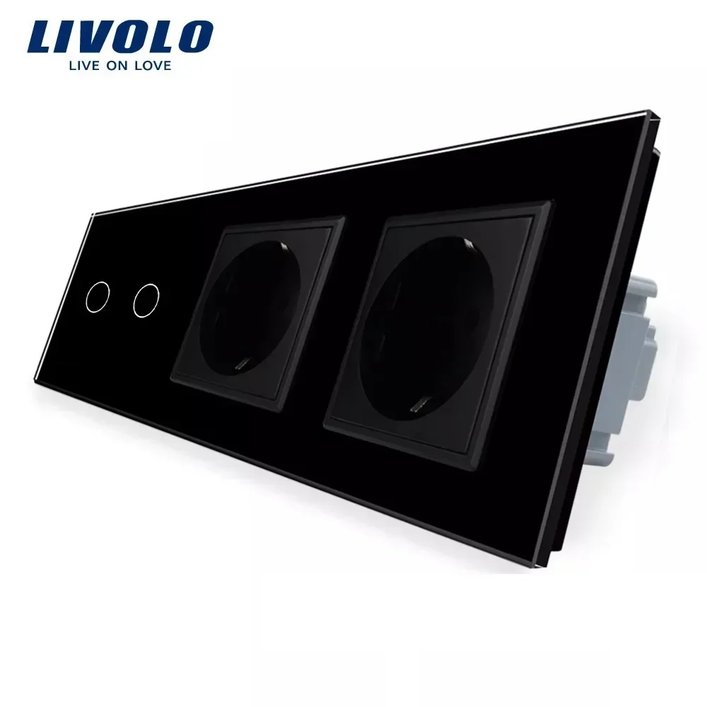 Стандартная розетка Livolo EU настенный выключатель белое хрустальное стекло